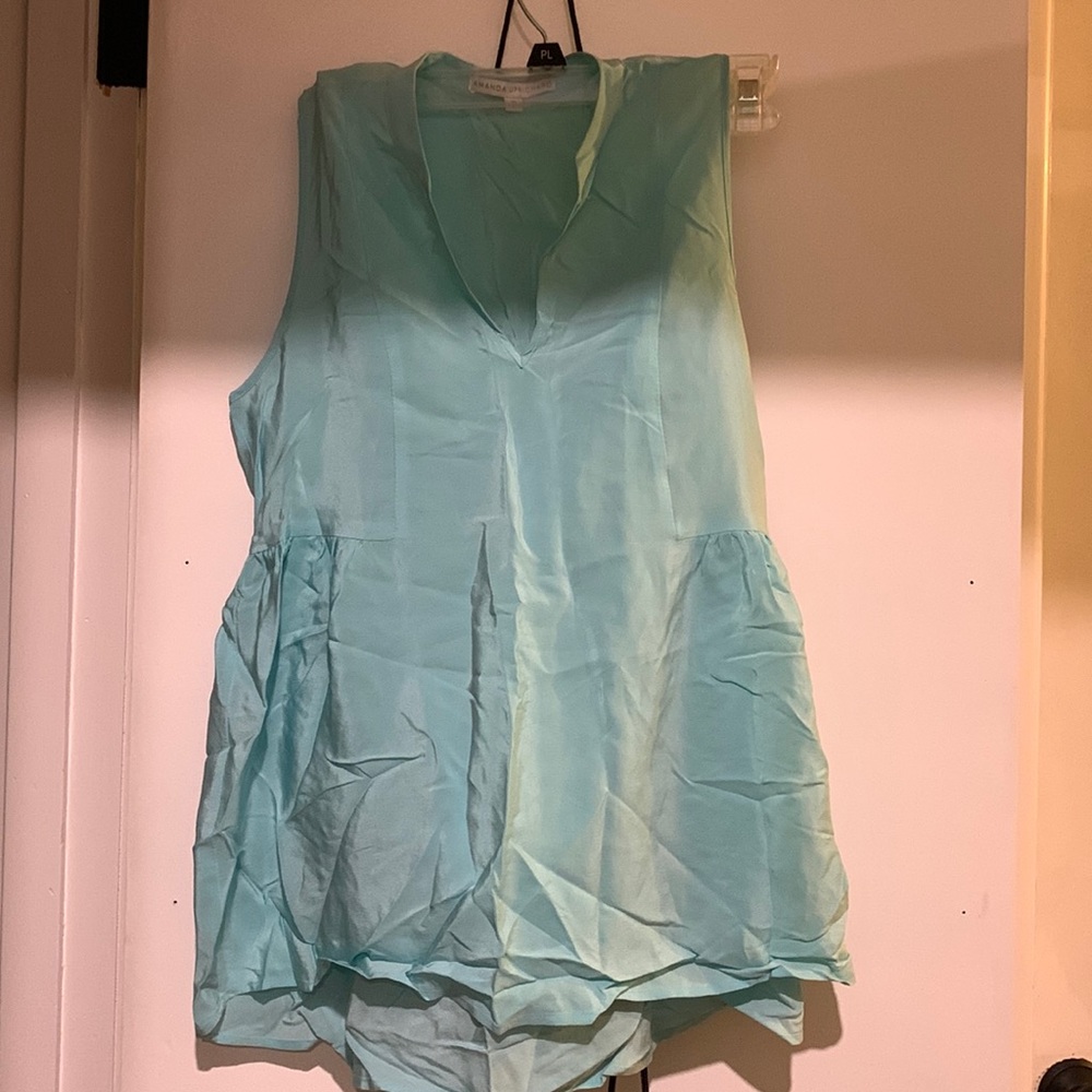 Amanda Uprichard Womens side peplum silk sleeveless blouse-